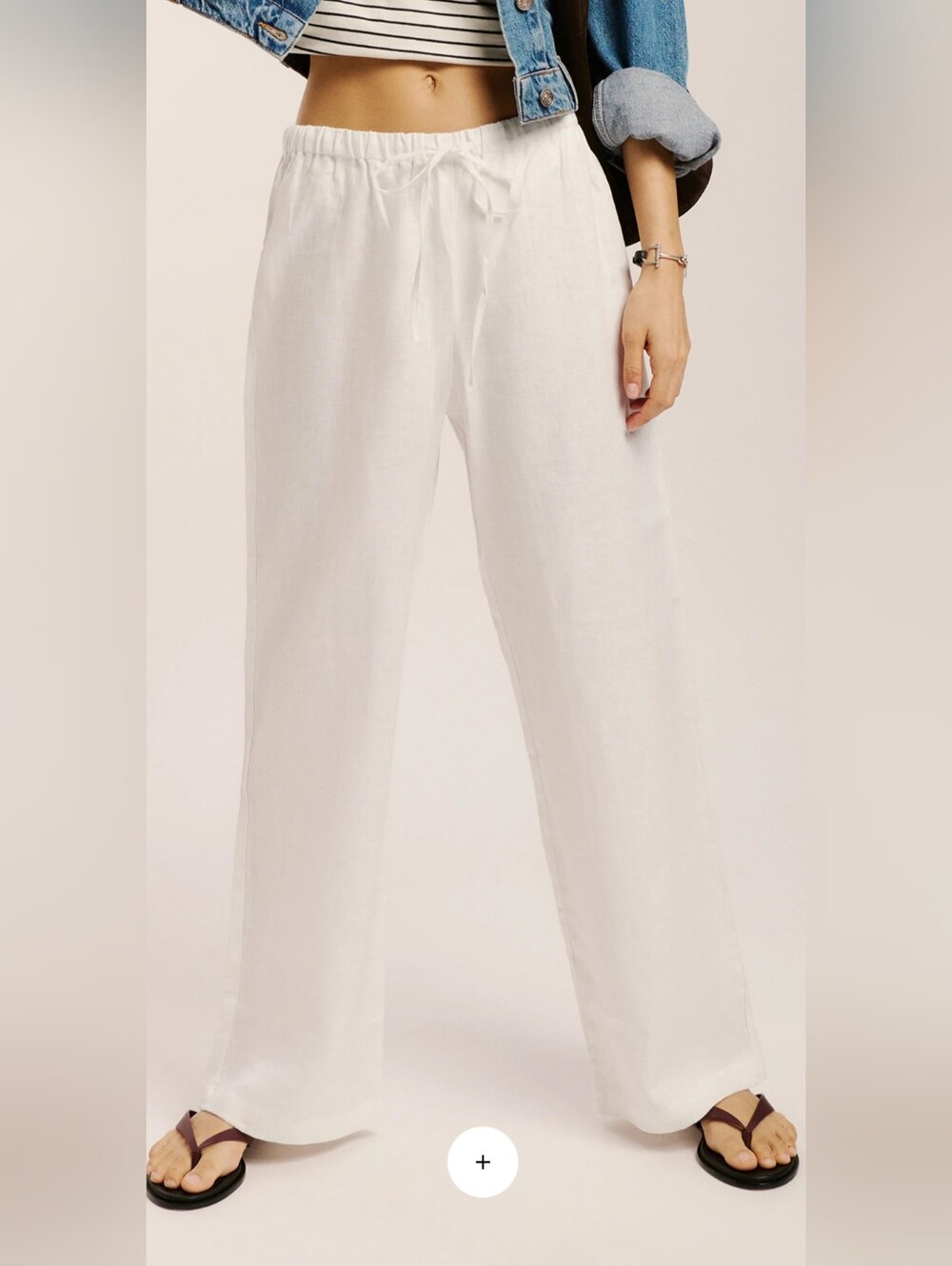 Reformation Olina Linen Pant - White